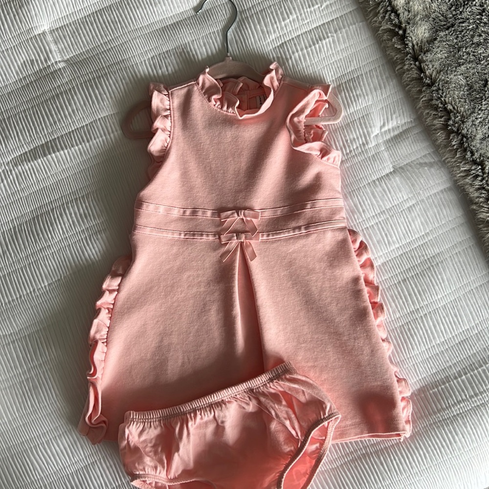 Darling Double Bow Ponte Pink Ruffle Janie and Jack Dress